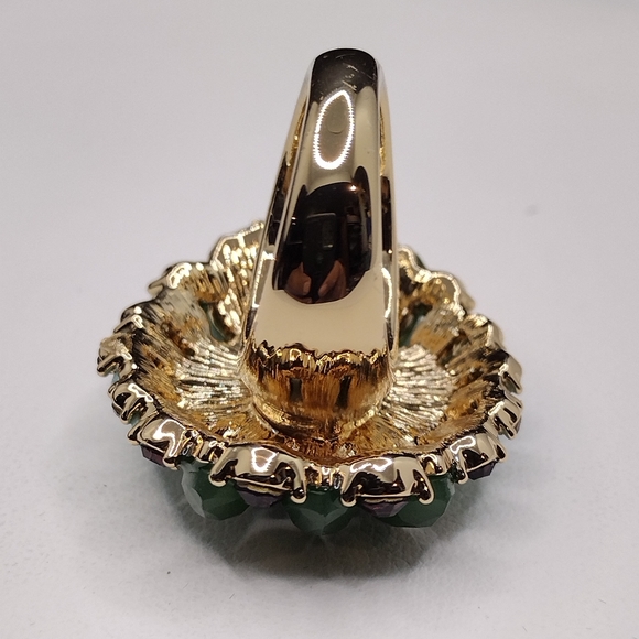 Large multi stone ring size 7 Gold Tone - Picture 8 of 13